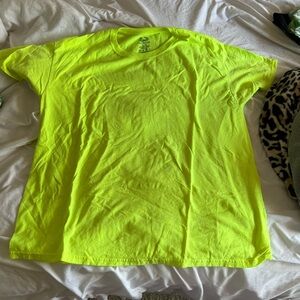 neon green fruit of the loom womens t shirt size large!!